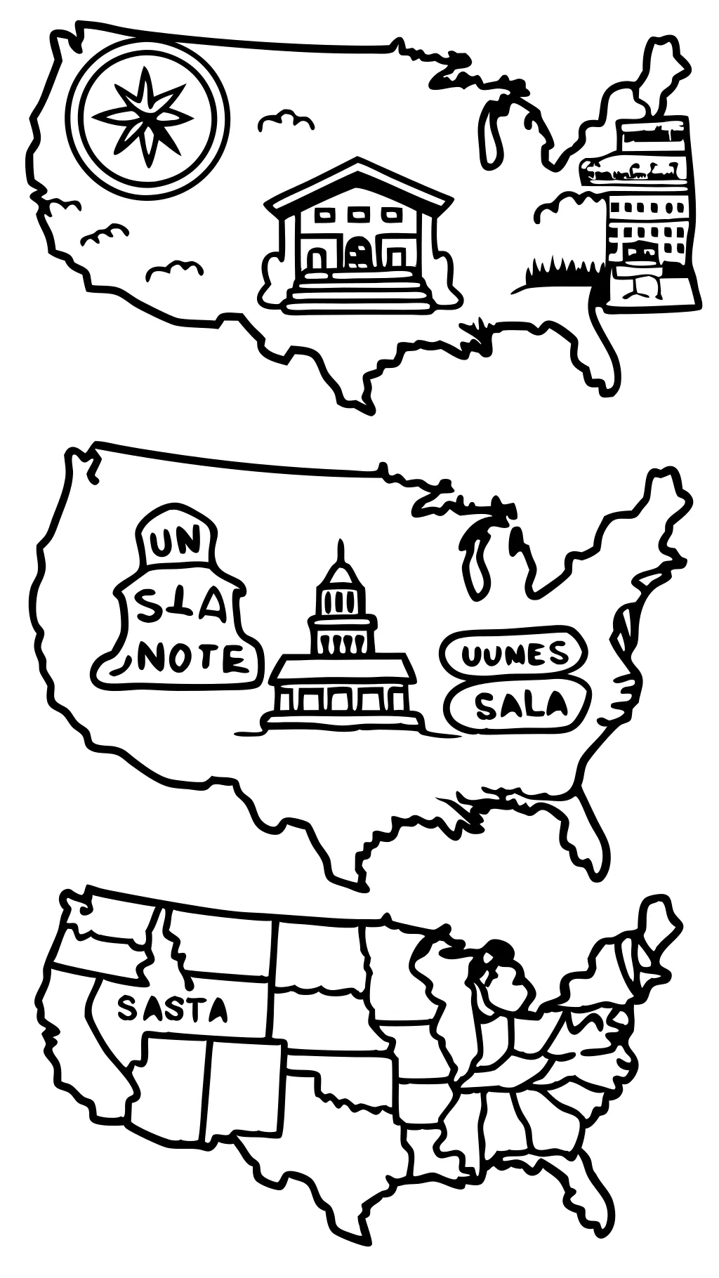 map of the us coloring page